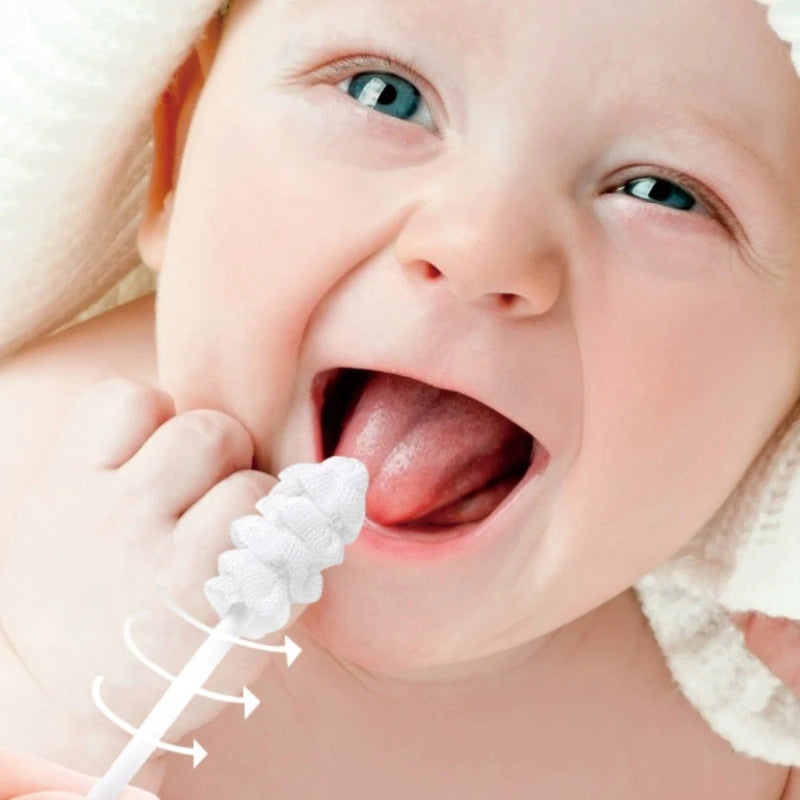 30 Pcs Portable Baby Tongue Cleaner - Disposable Soft Gauze Toothbrush for Infant Oral Care
