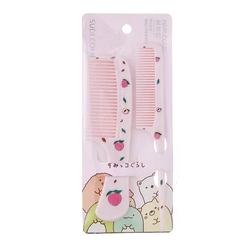 2Pcs/Set Cute Kids Hairdressing Comb - Anti-static Pointed Tail Comb for Girls - Strawberry Fruit Hair Comb