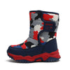 Kids Winter Plush Snow Boots – Leopard Fabric Ankle Boots, Warm Non-Slip TPR Sole (Ages 7-13)