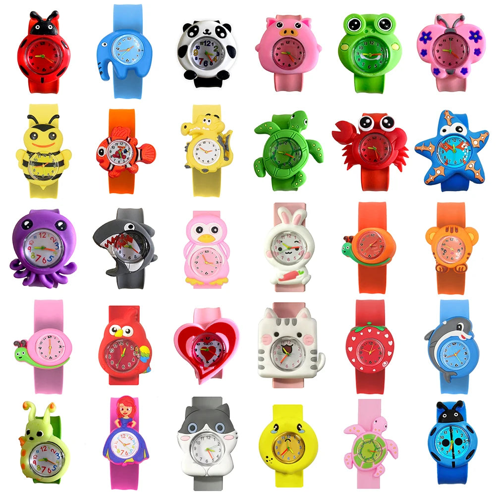 30 Cartoon Style Children’s Watches Colorful Bend Slap Strap Kids Watch Girl Boy Christmas Party Gift Random Style