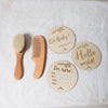 Baby Comb Brush Set - Newborn Gift Set with Natural Wool Beech Wooden Comb, Baby Bib, Pacifier Clip, and Hair Brush