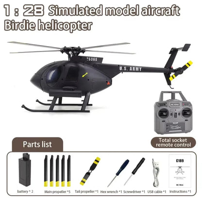 1:28 C189 RC Helicopter MD500 – Dual Brushless Motor with 6-Axis Gyro and One-Click Takeoff/Landing