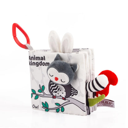 Infant Baby Cloth Book – Black and White Tail Book for Tactile Stimulation, Tear-Resistant for Ages 0–36 Months