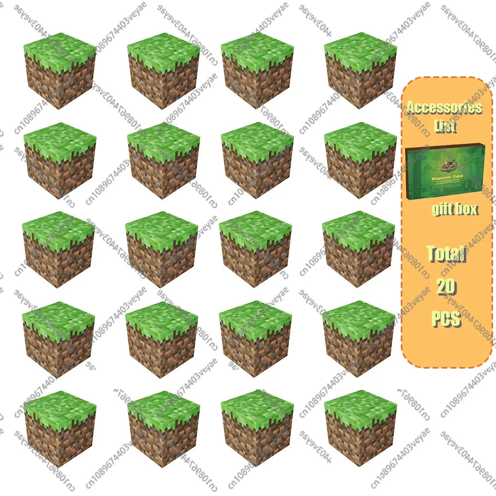 Magnetic Building Blocks Mine World Set – Magnet Cube DIY Model, STEM Sensory Toy for Kids 3+, Gift for Boys and Girls