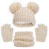 Imitation Cashmere Winter Baby Hat, Gloves, and Scarf Set – Fleece Warmer, Thick Knit Beanie with Pompom for Boys and Girls