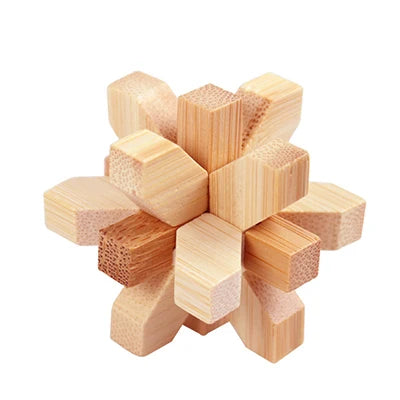 Wooden Kong Ming Lu Ban Lock – Montessori 3D IQ Puzzle for Kids and Adults