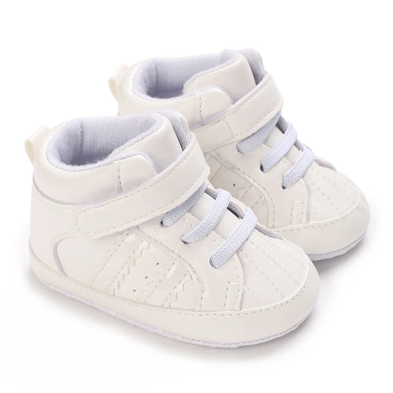New 0-18M Baby Shoes – Newborn Infant Toddler Casual PU Leather First Walkers, Cotton Sole Anti-Slip Crib Shoes
