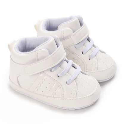 New 0-18M Baby Shoes – Newborn Infant Toddler Casual PU Leather First Walkers, Cotton Sole Anti-Slip Crib Shoes