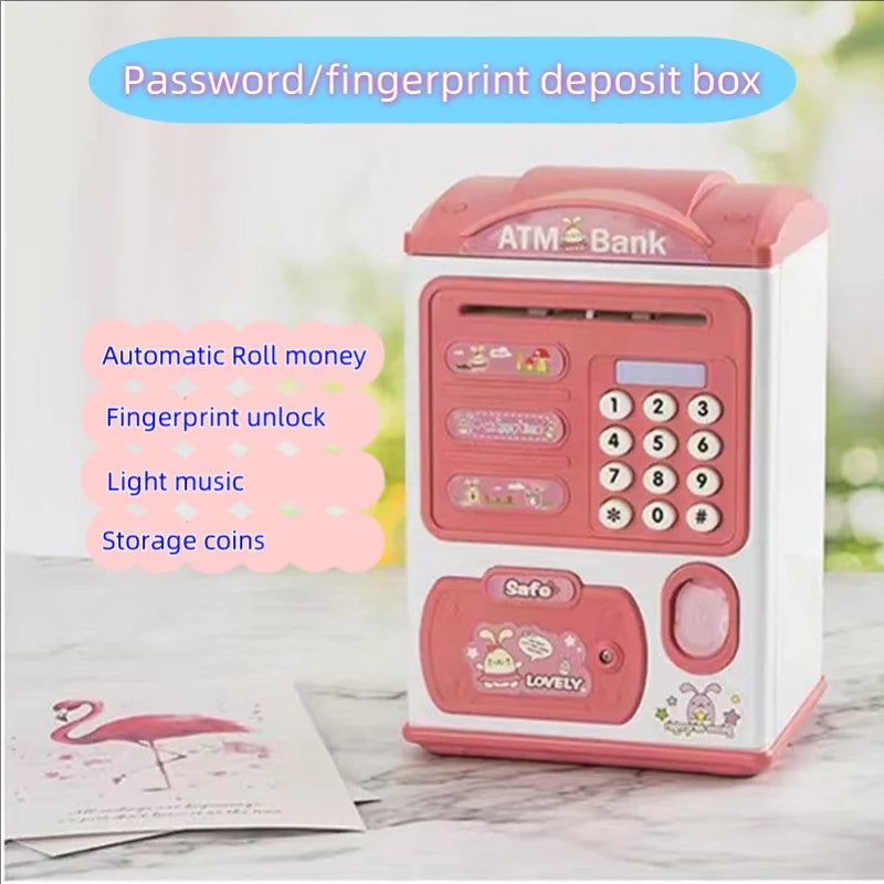 Banknote Fingerprint Deposit Box Electronic ATM Coin Safe Large Capacity Children's Password Lock Birthday Gift