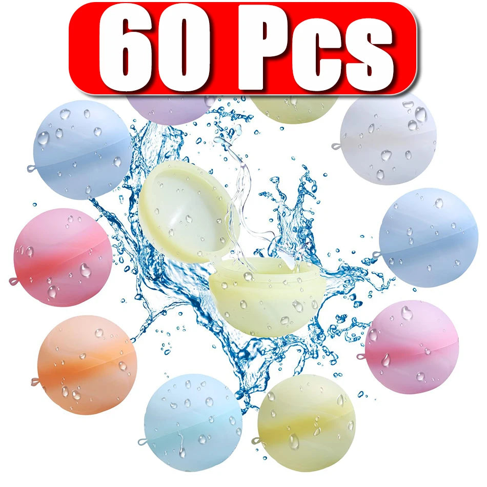 1 to 60-Piece Reusable Silicone Magnetic Water Balloons Set for Pool Games and Water Play