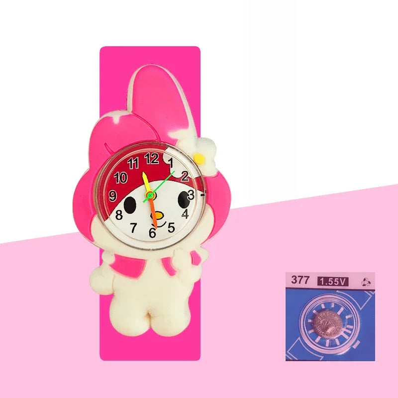 Children’s Cartoon Watch for Ages 2-14 Boys and Girls Soft Silicone Slap Bracelet Student Wristwatch