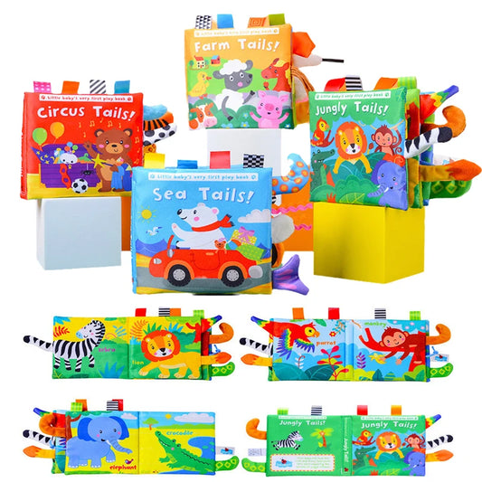 New 3D Visual Tail Cloth Book - Baby Tear-Resistant, Biteable Cognitive Tool, Interactive Parent-Child Fun, Toddlers Enlightenment Toys