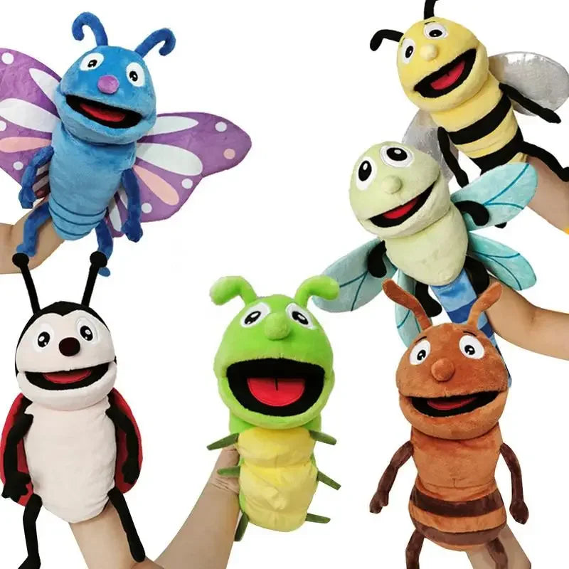 Plush Insect Hand Puppets for Kids, Caterpillar Ladybug Storytelling Finger Toys