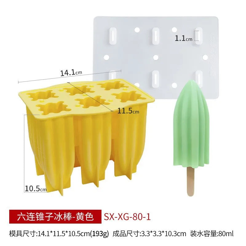 Silicone Spiral Popsicle Molds 4-Cell Reusable BPA Free Ice Pop Maker