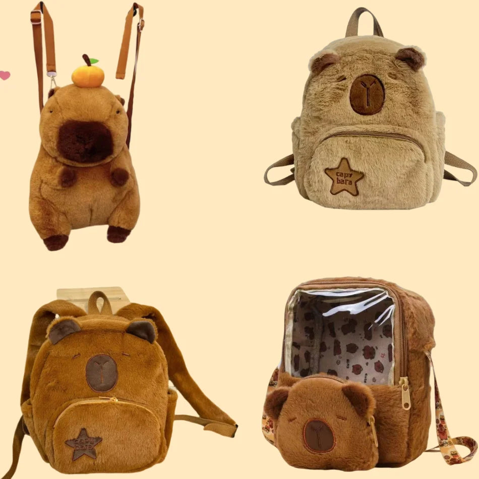 Cute Capybara Dolphin Plush Backpack – Dual-Purpose Shoulder Bag and Tote for Kids