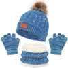3-Piece Winter Baby Hat, Scarf & Gloves Set – Solid Color Knitted Toddler Bonnet with Cute Pompom, Warm Outdoor Accessories for 1-5 Years
