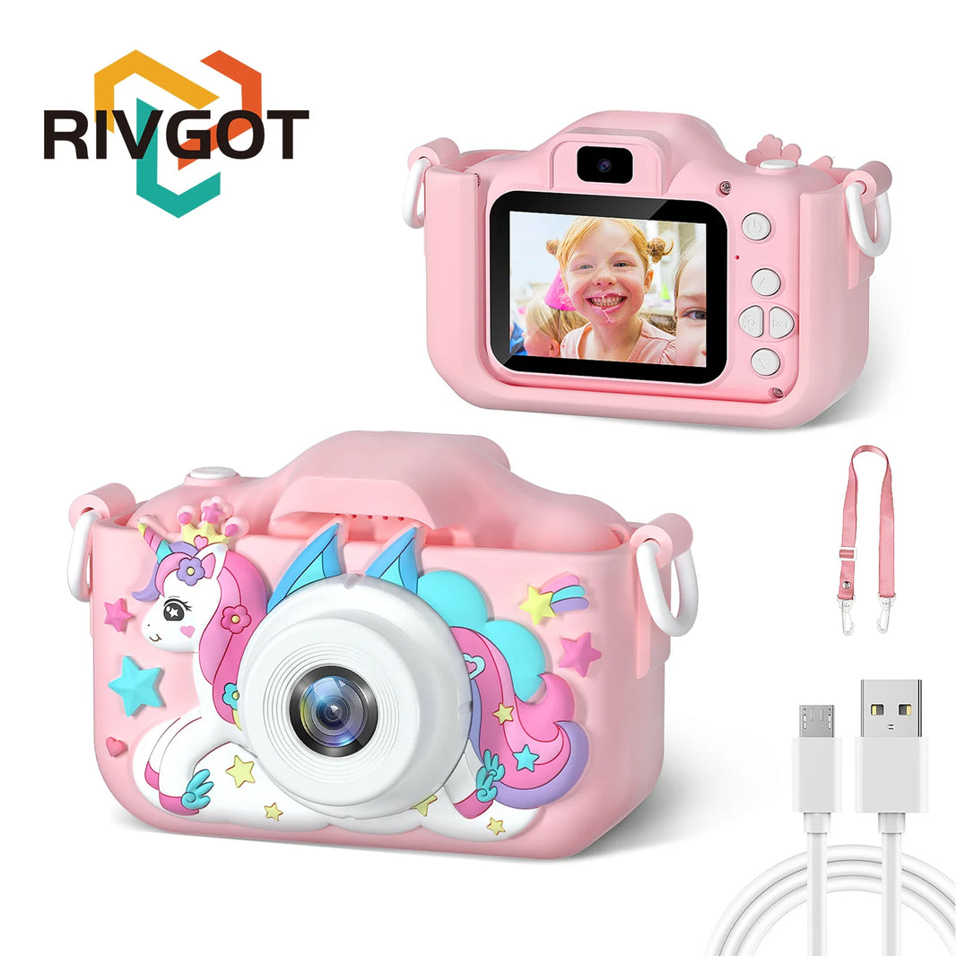 Children's 1080P HD Toddler Digital Video Camera with 2.0-Inch Screen and Silicone Case, Toy for Christmas and Birthday Gifts