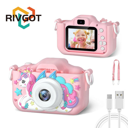 Children's 1080P HD Toddler Digital Video Camera with 2.0-Inch Screen and Silicone Case, Toy for Christmas and Birthday Gifts