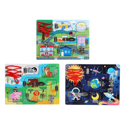 Wooden Activity Board – Basic Skills Learning Toy for Children Ages 2-5