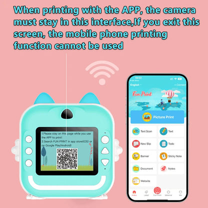 Children's 1080P HD Digital Camera with Instant Thermal Print, Photo and Video, Includes 32GB Memory Card