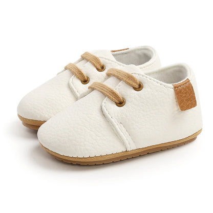 Meckior Baby Shoes Retro Leather Boy Girl Multicolor Toddler Rubber Sole Anti-Slip First Walkers Infant Shoes