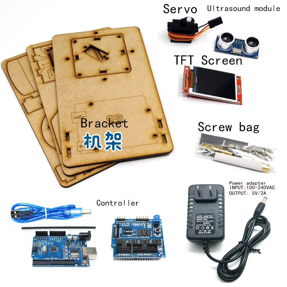 Radar Detection Robot with 1.8" TFT Screen, TS90A Ultrasonic Radar for Arduino, DIY Open Source Programmable Kit