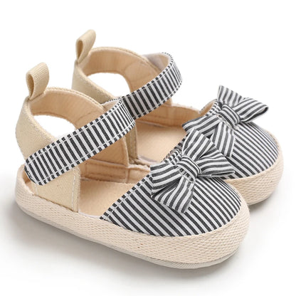 Summer Girl Baby Casual Sandals – Soft Sole Lightweight Walking Shoes with Bow Canvas