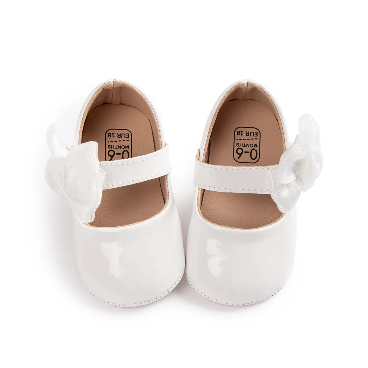 KIDSUN Baby Shoes – Newborn Girl Princess PU Toddler Shoes, Bow Decor Anti-Slip Rubber Sole First Walker (0-18M)
