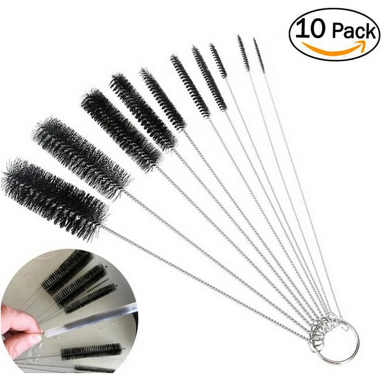 10Pcs Baby Bottle Brushes Set, Stainless Steel Straw Cleaner & Multifunctional Kitchen Cleaning Brush for Feeding Bottles