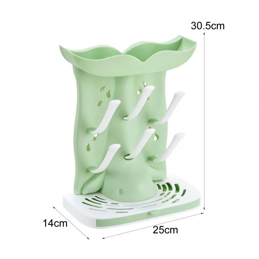 Space-Saving Baby Bottle Drying Rack – Vertical Organizer for 6 Bottles & Pump Parts, Countertop Storage