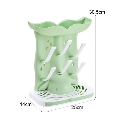 Space-Saving Baby Bottle Drying Rack – Vertical Organizer for 6 Bottles & Pump Parts, Countertop Storage