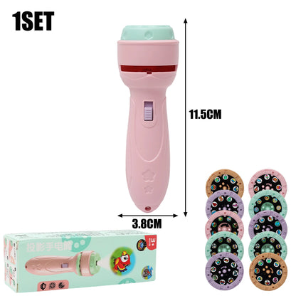 Kids 80-Pattern Projector Flashlight Night Light - Educational Learning Toy with 10 Story Cards