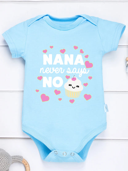 “Nana Never Says No” Rompers Onesie – Baby Boy & Girl Jumpsuit – 0-24M Toddler One-Piece Cute Bodysuit – Trendy Infant Clothes