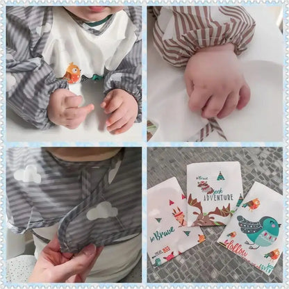 1-Piece Waterproof Baby Eating Smock – Toddler Cartoon Long Sleeve Art Apron, Animal Smock & Soft Feeding Bib for Infants - Kidzy Market
