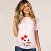 Christmas Pregnant Women T-shirt Snowman Cartoon Printed Pregnancy Announcement Clothes Maternity White Short Sleeve Top