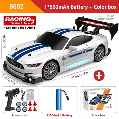 1:24 High-Speed RC Drift Car Mustang with 4WD and Replaceable Tires