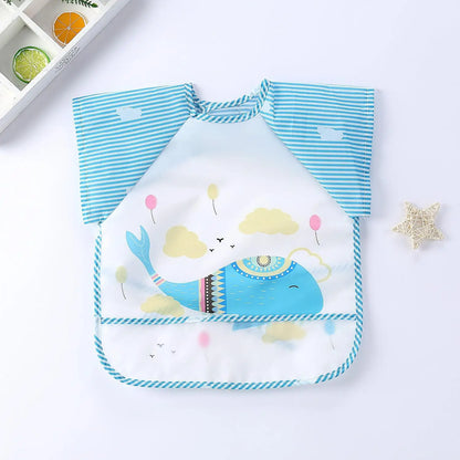 Waterproof Long-Sleeve Baby Bib – Cute Cartoon Apron with Pocket for Self-Feeding (0-3Y) - Kidzy Market