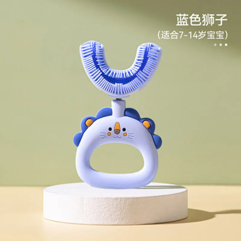 New Children's U-Shape 360 Degree Toothbrush, Silicone Brush for Toddlers, Cartoon Pattern Oral Care
