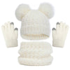 Imitation Cashmere Winter Baby Hat, Gloves, and Scarf Set – Fleece Warmer, Thick Knit Beanie with Pompom for Boys and Girls
