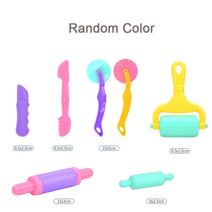 Children's DIY Plasticine Mold Modeling Clay Accessories - Play Dough Tool Kit with Plastic Set, Knife, and Mold, Educational Toys Gift for Kids