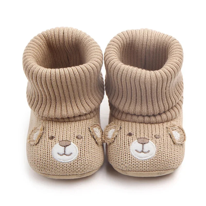 Baby Wool Knitted Shoes for Boys and Girls Newborn Booties Winter Warm Infant Toddler Crib Shoes Classic First Walkers