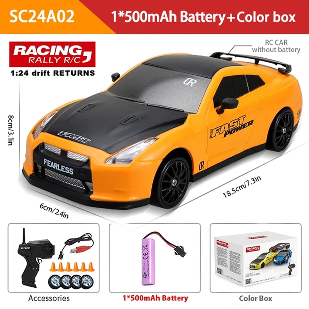 1:24 High-Speed RC Drift Car Mustang with 4WD and Replaceable Tires