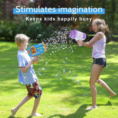 69-Hole Bubble Gun Bazooka — Battery-Powered Automatic Bubble Blaster for Kids, Outdoor Play & Party Favors