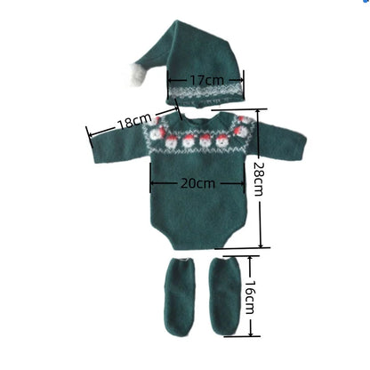 Christmas Baby Clothes Newborn Photography Props Knitted Outfit Costume Infant Photo Shoot Accessories for Boys