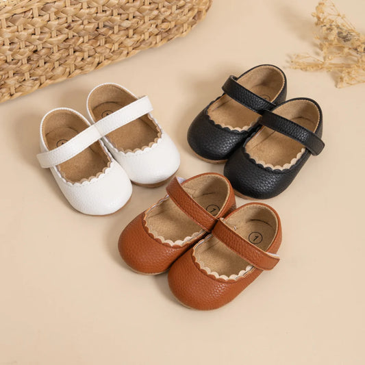 Newborn Baby Breathable Fashion Leather Shoes – Lace Princess Shoes with Non-Slip Soft Bottom