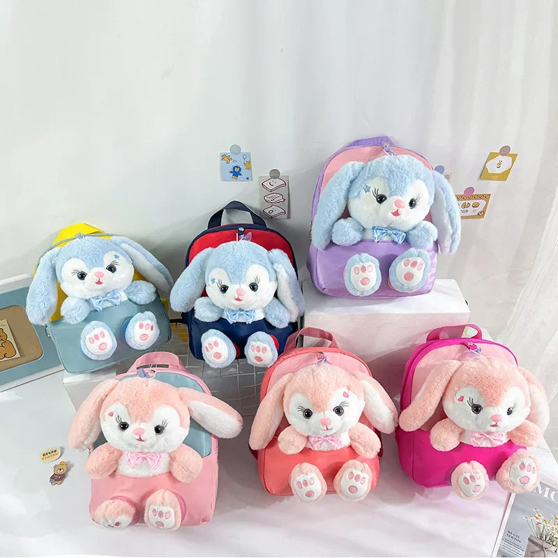 Cartoon Kindergarten Backpack – Cute Plush Rabbit Doll School Bag for New Children - Kidzy Market