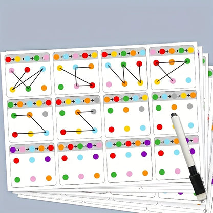 Visual Tracking and Attention Training Cards for Kids, Color and Number Recognition, Memory Improvement Gift