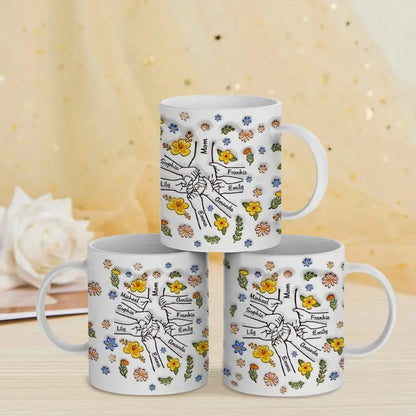 Personalized Custom Name 11 oz Ceramic 3D Pottery Inflated-Effect Coffee Mug – Gift for Mom