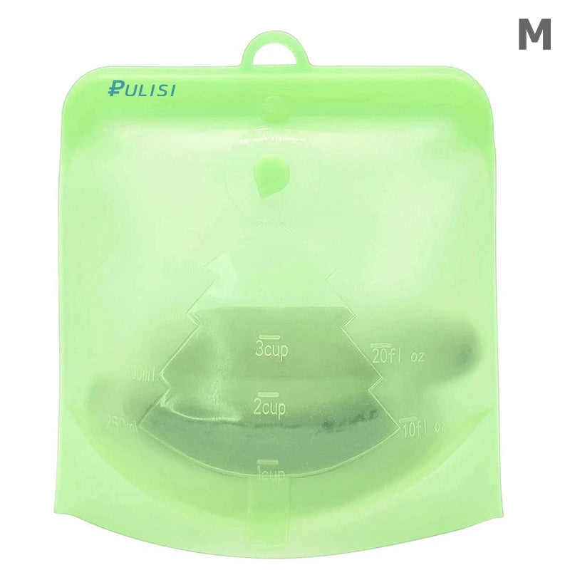 PULISI Silicone Reusable Food Storage Bags - Leakproof Containers (1500ml, 1000ml, 500ml), Fresh-Keeping, Freezer & Snack Storage