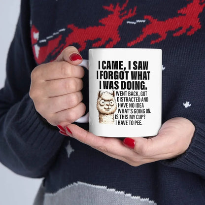 White Ceramic Coffee Mug - "I Came to See I Forgot What I Was Making" - 320 ml (10.8 fl oz) - Funny Office & Holiday Gift